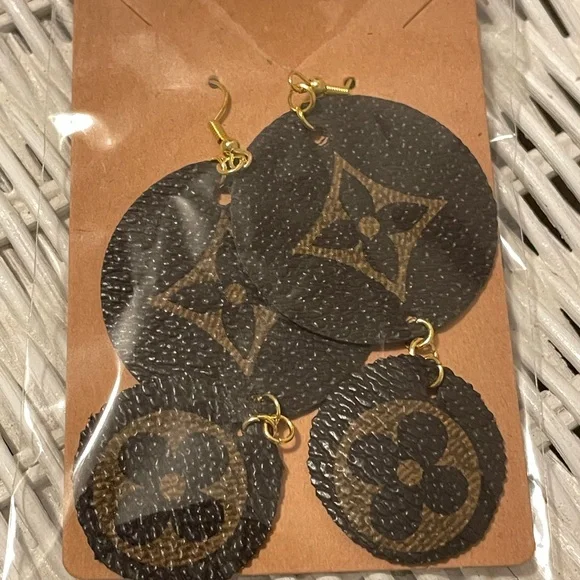 Custom Made Lux Earrings - NWT - 3.5” hand crafted upcycled from a rehab bag - Picture 2 of 4